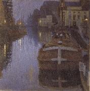 Albert Baertsoen Ghent,Evening oil painting
